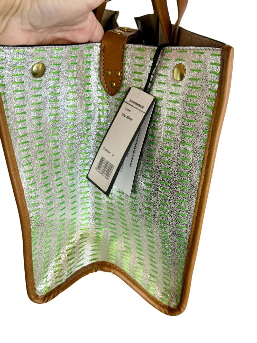 Jerome Dreyfuss Leon M Broderies Tote Bag - Bro Silver NWT